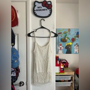 Y2K white beaded tank top